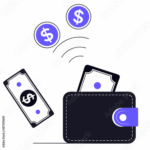 Wireless peer to peer money transfer concept with wallet