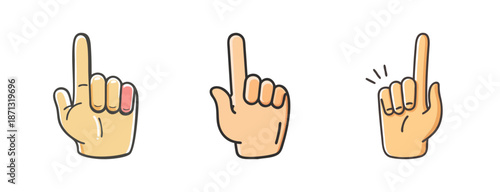 Set of three hand icons pointing up, symbolizing choice, direction, or selection.