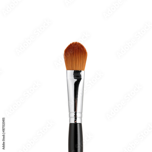 Makeup Brush Used for Applying Foundation in a Beauty Routine at Home During ...