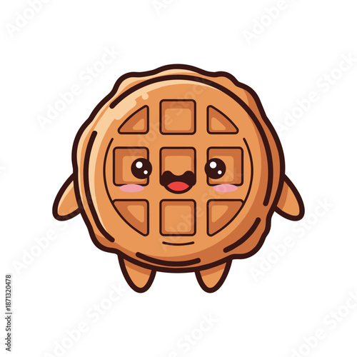 Adorable Cartoon Waffle Character Illustration