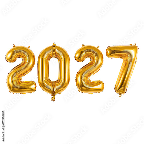 Celebration of the Year 2027 With Golden Balloons Displayed Together