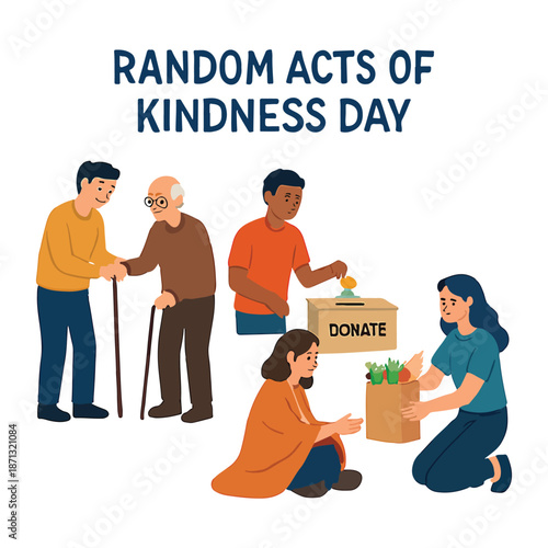 Random Acts of Kindness Day February 17 Flat Cartoon Hand Drawn Illustration
