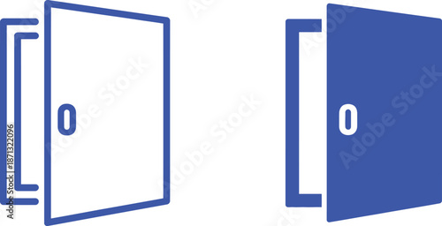 Two blue door with white number zero