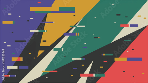 abstract colorful geometric shapes and lines composition