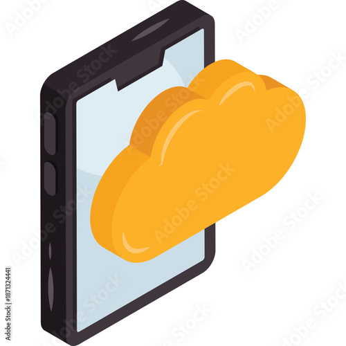 Smartphone Connected to Cloud Icon