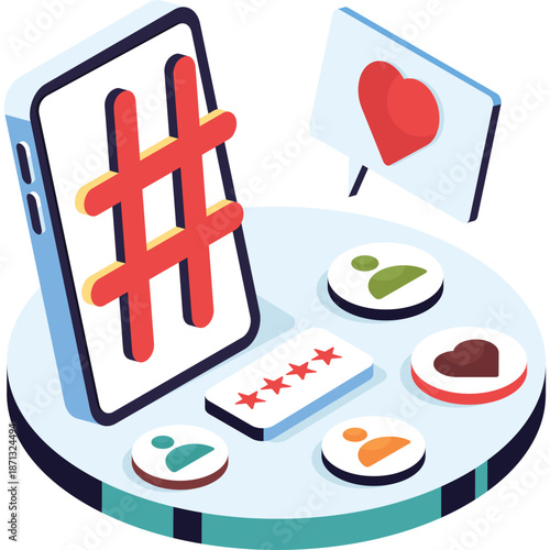 Smartphone Hashtag and Social Media Icons