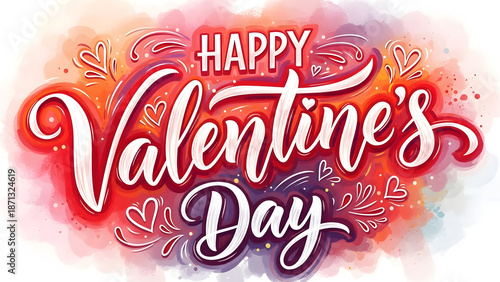 Happy valentine's day wishes greeting card with romantic typography and colorful background