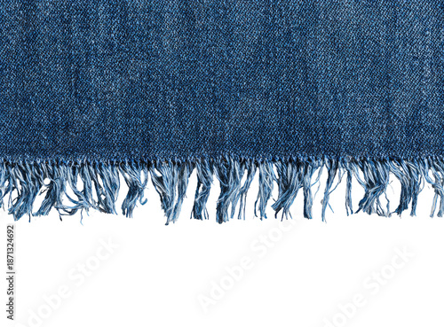 Close-up denim fabric with frayed hem