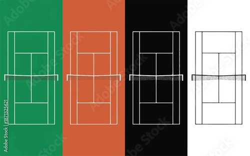 badminton court designs in green orange black and white backgrounds
