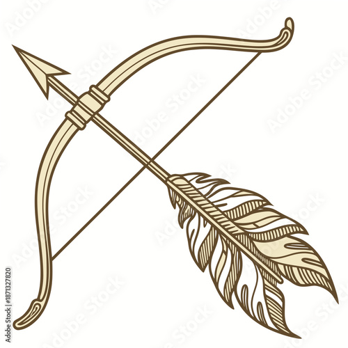 Golden bow and arrow metallic 3d styled