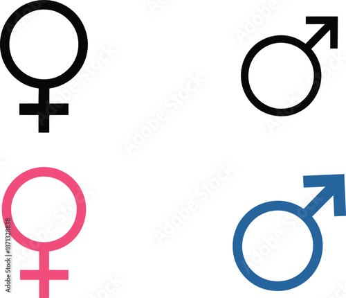 Black pink blue male female gender symbols