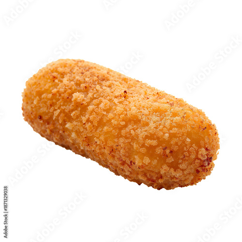 Freshly Prepared Golden Fried Snack Served on a White Background With Focus o...
