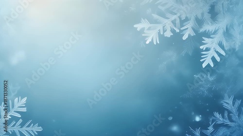 Snowflakes Falling on Blue Background Animation.