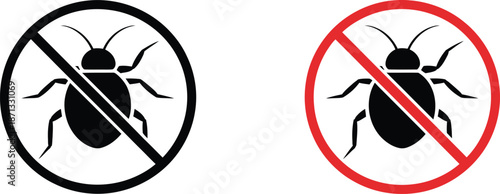 Black and red bug prohibition signs insect symbol