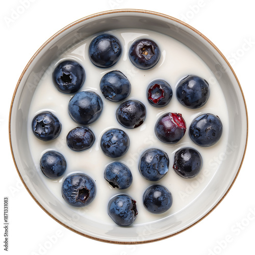 Fresh Blueberries in a Bowl With Yogurt on a Table in a Kitchen Setting Durin...