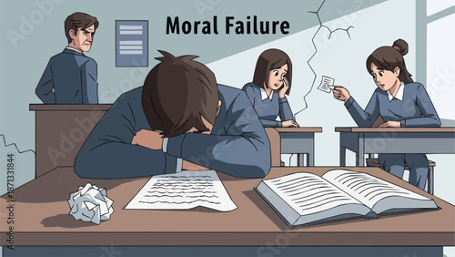 Student experiencing moral failure in classroom setting.