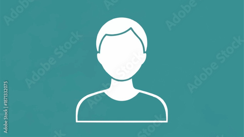 Simple Icon of a Person Silhouette on Teal Background.