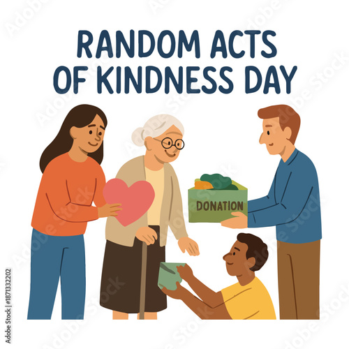 Random Acts of Kindness Day February 17 Flat Cartoon Hand Drawn Illustration