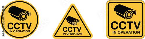 C T V camera warning signs circular triangular rectangular