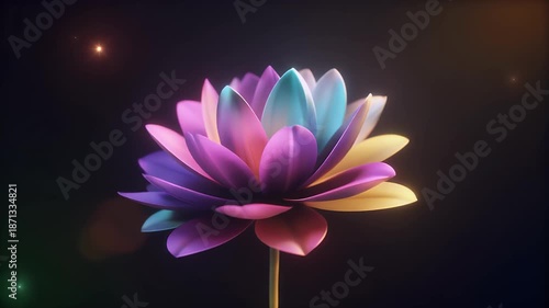 Colorful Lotus Flower on Dark Background.