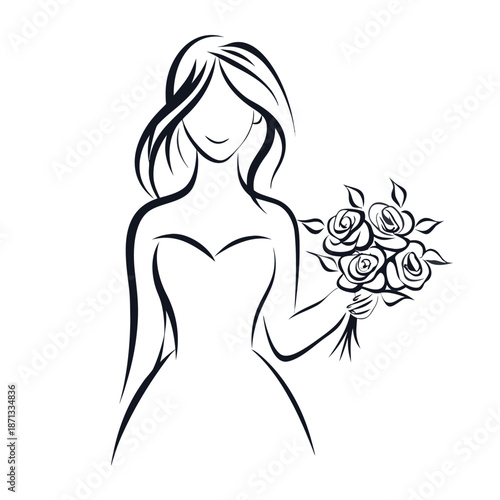 Black and White Profile Silhouette of a Woman Wearing a Classic Hair Bun