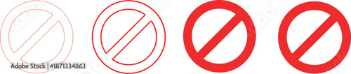 Four Red Prohibition Signs in a Row circle slash