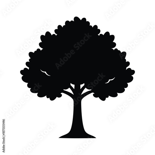Oak Tree Silhouette Icon Vector Illustration