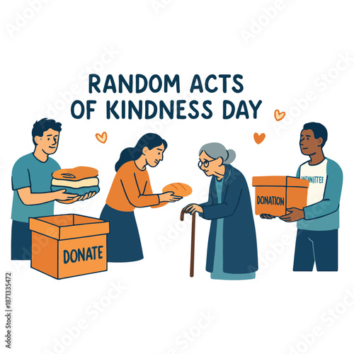 Random Acts of Kindness Day February 17 Flat Cartoon Hand Drawn Illustration