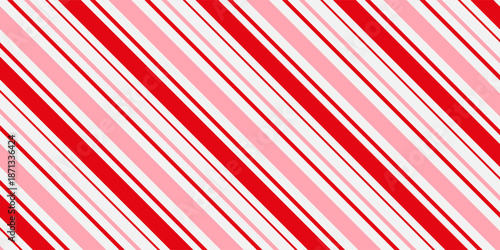 Candy cane Christmas background, peppermint diagonal stripes print seamless pattern