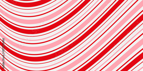 Candy cane Christmas background, peppermint diagonal stripes print seamless pattern