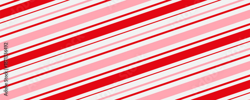 Candy cane Christmas background, peppermint diagonal stripes print seamless pattern