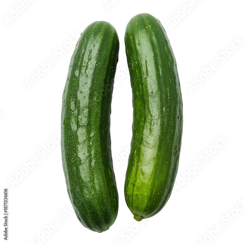 Fresh Cucumbers Arranged Side by Side on a Plain Background for Food Display