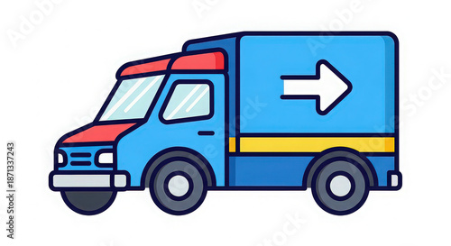 Wallpaper Mural A bright blue moving truck with a red hood and a yellow stripe Torontodigital.ca