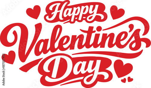 Happy Valentine’s Day love heart vector illustration with red romantic design for greeting card and  valentine's day typography