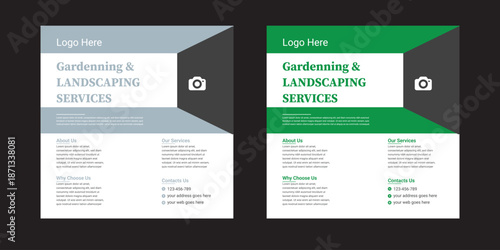Agriculture farming services social media post banner set or agro farm business flyer design and Lawn gardening web banner template Lawn and gardening or landscaping service social media post and web 