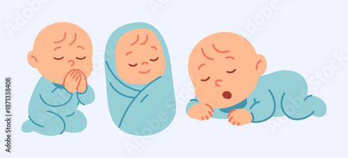 Adorable Babies Sleeping And Praying With Sweet Innocence