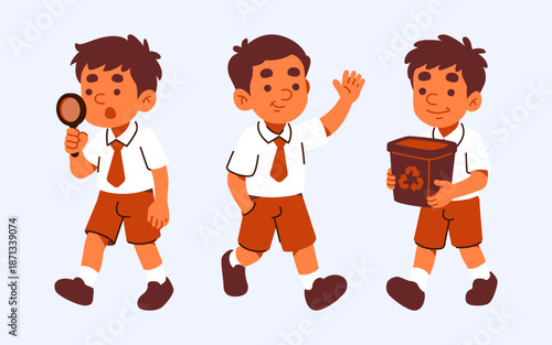 Young Cartoon Boys Exploring And Supporting Environmental