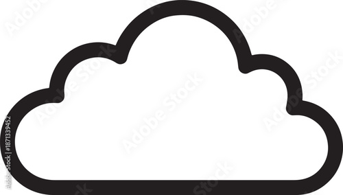 A thick black outline of a cloud-like shape with irregular rounded edges and a flat bottom also transparent background