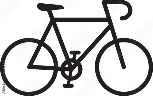 Black and white line of a bicycle with a parking symbol also transparent background line outline two wheels