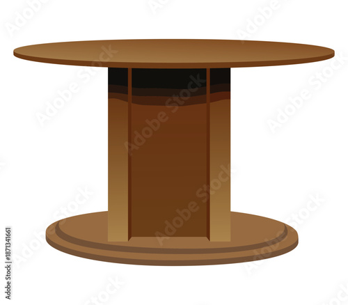 Wooden round table vector with pedestal base isolated