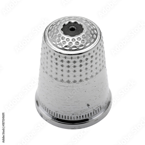 Metal Thimble Used for Sewing Sits on a Plain Surface in a Well-Lit Area Duri...