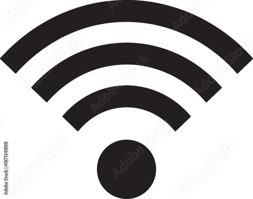 Black Wi Fi Signal with Four Curved Lines and a Central Dot also transparent background WiFi white