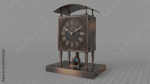 bronze antique clock with roman numerals on face