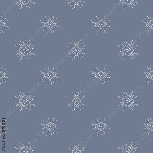 Artificial intelligence processor seamless pattern isolated on color background