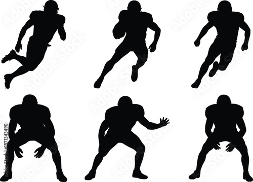 Football Players Silhouettes Vector Illustration Transparent Background