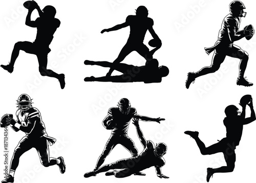 Dynamic Football Players Silhouette Vector Illustration Transparent Background