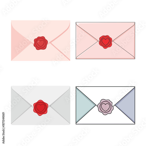 Detailed vector illustration of a classic love letter envelope design