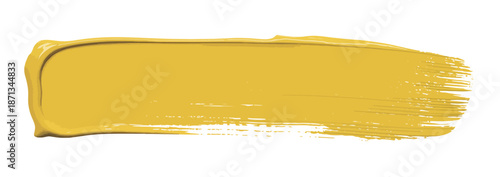 Dynamic golden yellow paint brushstroke with visible texture, a vibrant graphic element for creative design and artistic projects