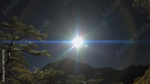 Bright Light Shining Over Mountain Landscape.