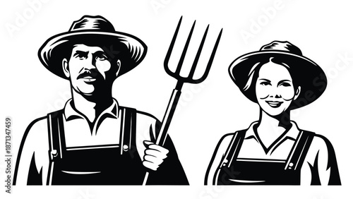 Modern Vector Art Depicting a Man and Woman Looking at Each Other